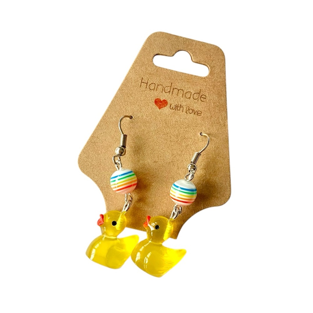 NEW Yellow Duck Dangle Earrings